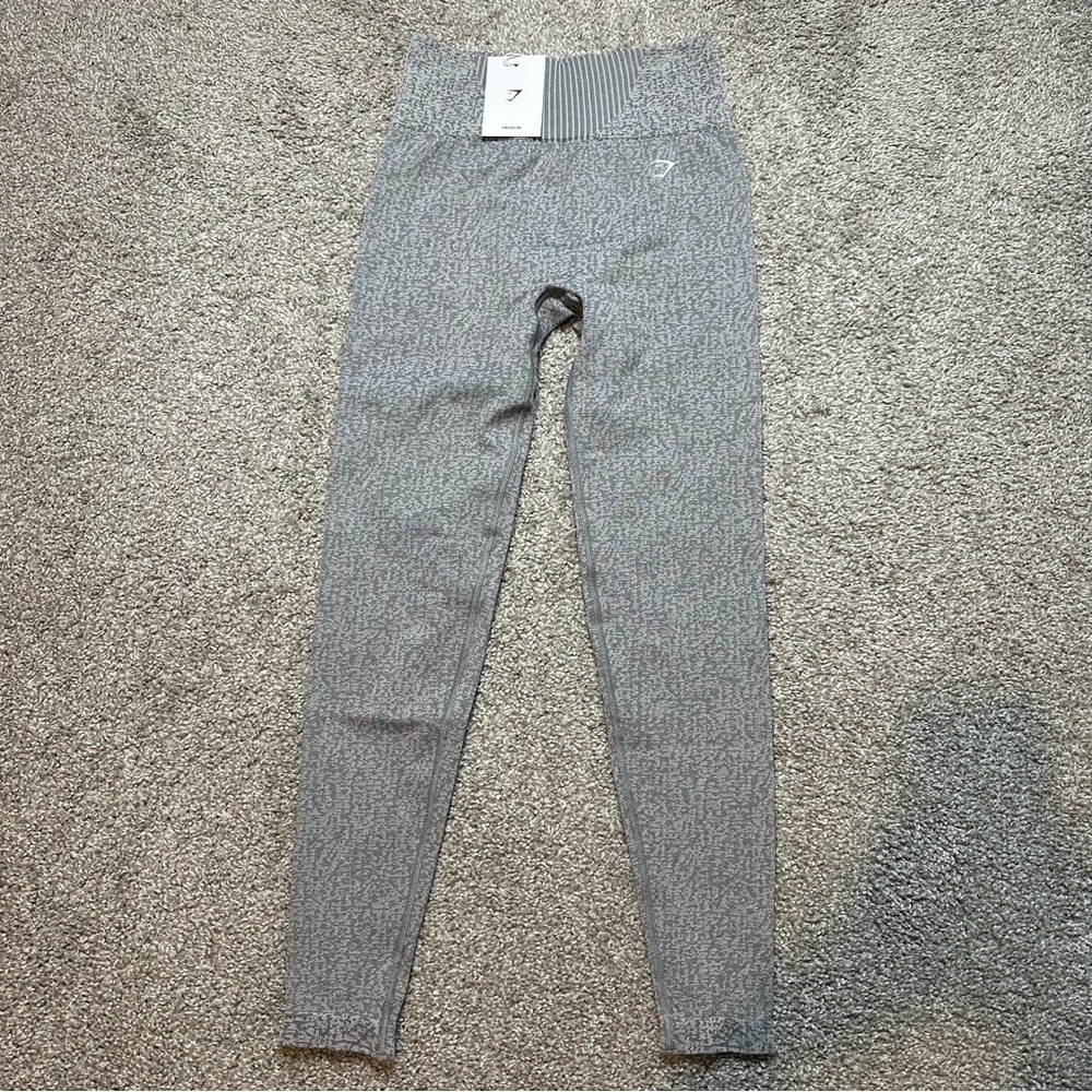 NWT Gymshark Women's Light Gray Marl Seamless Leggings Gym Active Sport Size S